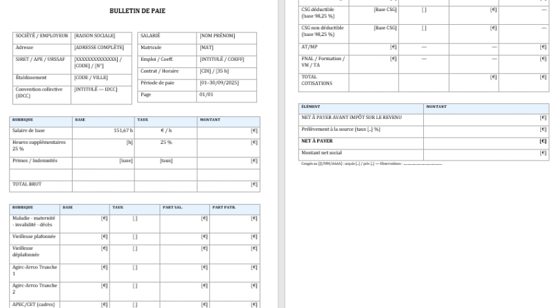 Télécharger un modèle de fiche de paie à imprimer et couper au massicot
