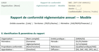 Rapport de conformité réglementaire annuel Word