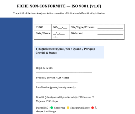 Fiche de non-conformité ISO 9001 Word : l’outil de terrain qui devient stratégique
