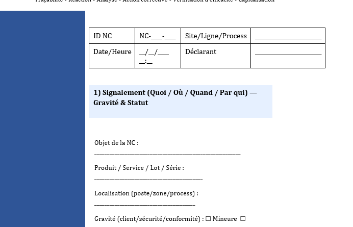 Fiche de non-conformité ISO 9001 Word : l’outil de terrain qui devient stratégique