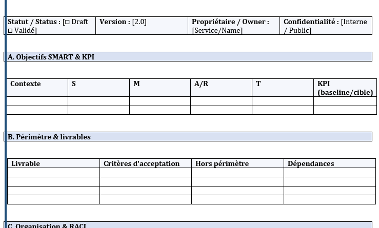 Fiche brief projet Word : mode d’emploi