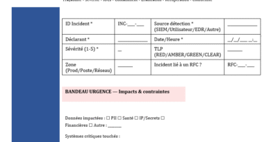 Fiche Incident Sécurité SI (ISO 27001 / SOC) : Modèle Word