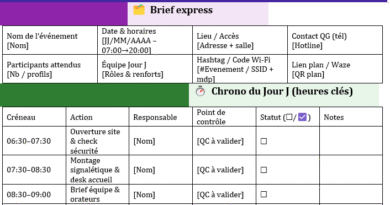 CHECKLIST JOUR J — ÉVÉNEMENT : Modèle Word