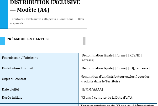 Contrat de distribution exclusive téléchargeable— Guide avancé et points de vigilance