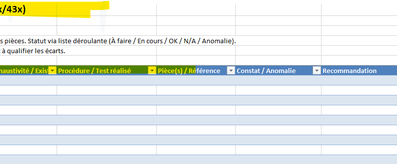 Modèles Excel de Dossier de révision comptable — de la notion à la décomposition, puis à la pratique