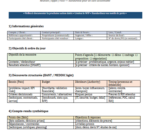 Compte rendu commercial : Modèle Word à télécharger