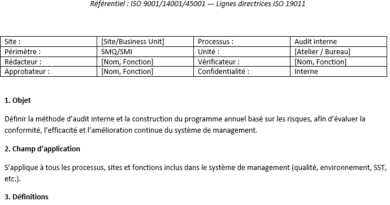 SOP Word — Audits internes & programme annuel