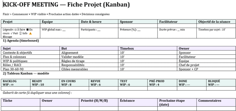 Kick-off Meeting — Modèle Word