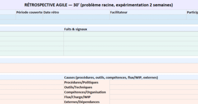 Rétrospective agile — de la définition à la pratique : Modèle Excel “One-Page — Pilotage Projet”