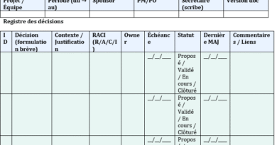 Registre des décisions — le carnet de bord qui évite les amnésies collectives : modèle Word