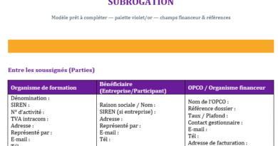 CONVENTION DE FORMATION PROFESSIONNELLE — OPCO / SUBROGATION