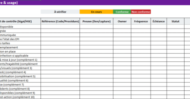 HSE × Légal : Piloter HSE par Kit de 12 checklists : Modèle Excel