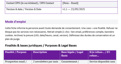 Fiche « Consentement & Données » : modèles Word
