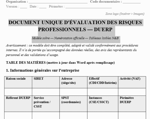 DUERP conforme dans Word : quatre angles d’attaque pour un document utile et opposable