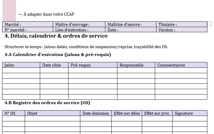 CCAG Travaux — guide détaillé : modèles Word
