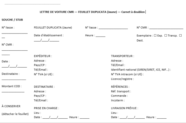 CMRDoc, la “boîte noire” d’un transport routier : Modèles à télécharger ( conformes)