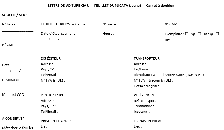 CMRDoc, la “boîte noire” d’un transport routier : Modèles à télécharger ( conformes)