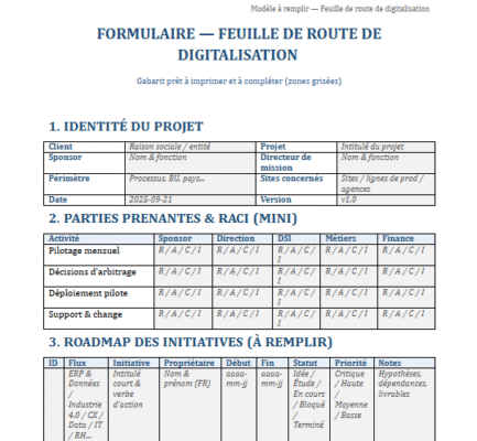 Formulaire de digitalisation d’entreprise à télécharger