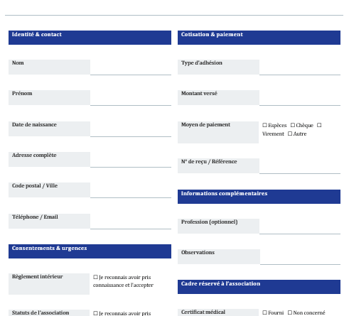 Fiche D’inscription — Association (loi 1901) Modèle prêt à imprimer & formalités essentielles