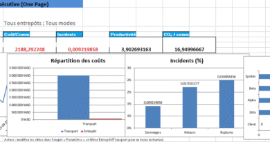 Modèle de tableau de bord logistique sur Excel