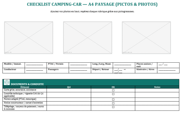 Checklist Camping-Car à Imprimer + Guide pratique