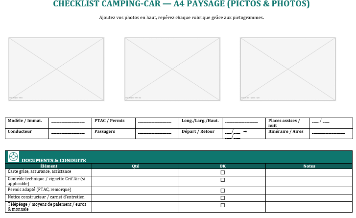 Checklist Camping-Car à Imprimer + Guide pratique