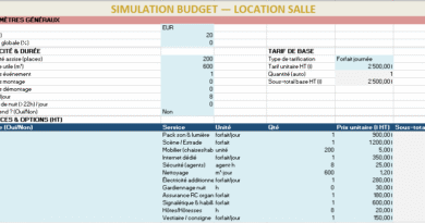 Modèle Excel Checklist & Simulation Budget pour la location d’une salle d’événement professionnel