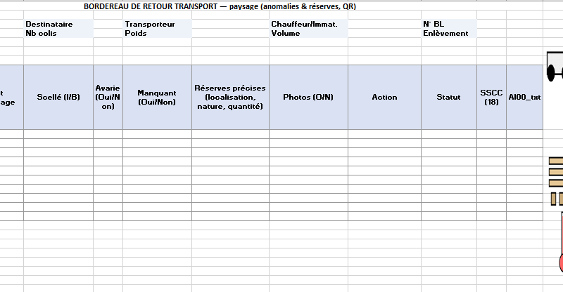 Bon de retour marchandises & bordereau de retour transport : modèles Word et Excel ( QR/Code-barres + onglets Import ERP WMS )