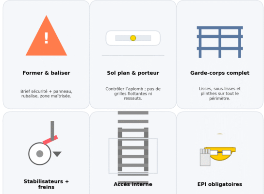 Échafaudage roulant — consignes de sécurité essentielles - Affiche A4 à imprimer