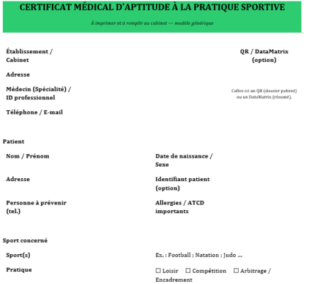 Certificat médical d’aptitude sportive : 2 modèles à télécharger