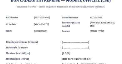 Bon cadeau entreprise (CSE) à télécharger, usages, conformité et modèles