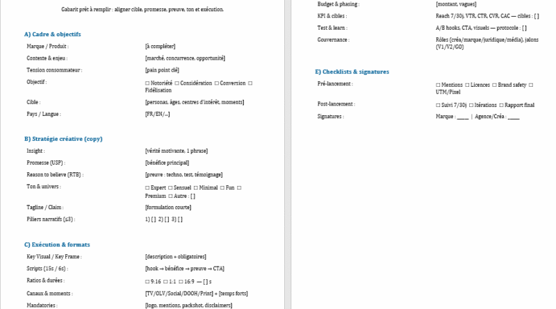 Stratégie de copie (copy strategy) : Exemples et modèles Word à Suivre