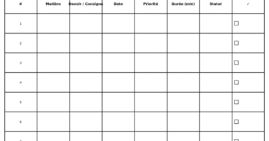 Modèles de Plannings de devoirs A4 à imprimer : le kit “quasi-officiel” pour élèves, parents et enseignants