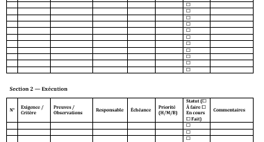 Modèles de check-lists à imprimer (Word, A4) : check-list Audit / Inspection, Go / No-Go, Opérations