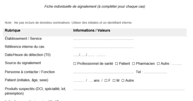 Fiche de pharmacovigilance —Registre Signalements & délais : prêt à imprimer