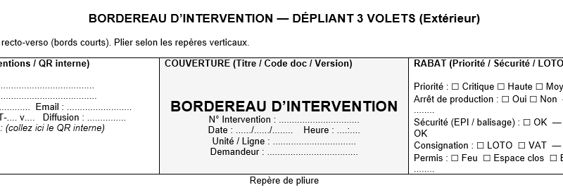 Premier bon d’intervention & bordereau à imprimer (Word)