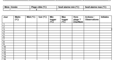 Feuille de température frigo à Imprimer (A4) — guide détaillé d’usage, contrôle et industrialisation