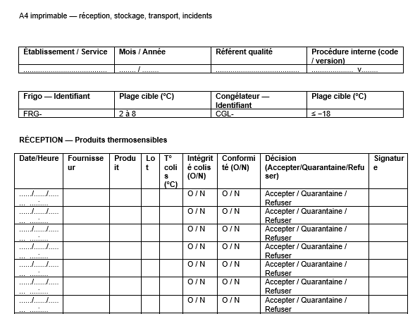 Feuille de contrôle Chaîne du froid à télécharger : Le guide pratique qui tient au poste et passe l’audit