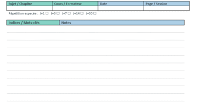 Modèle de feuille méthode Cornell dans Word - Cas pratique
