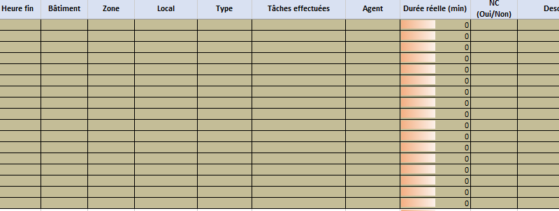Planning & Passages de Nettoyage des bâtiments & locaux pros dans Excel
