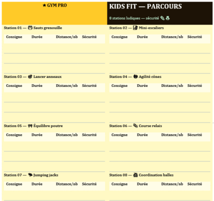 Modèles de fiches de sport à imprimer : 10 Exemples