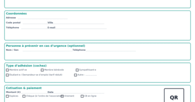 Fiche d’inscription d’association à Imprimer