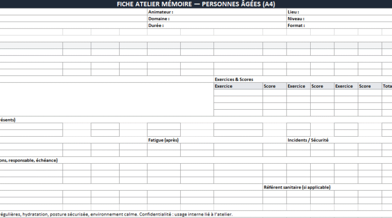 Fiches « Atelier Mémoire » pour personnes âgées à télécharger