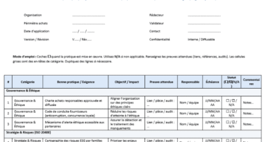 Checklist achats responsables : modèle à télécharger concret pour passer du principe à la pratique