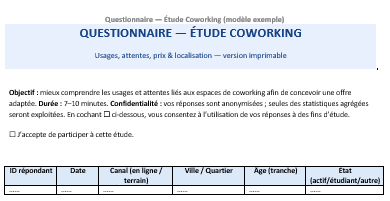 Étude - Questionnaire coworking : concevoir, administrer et exploiter un questionnaire vraiment décisionnel