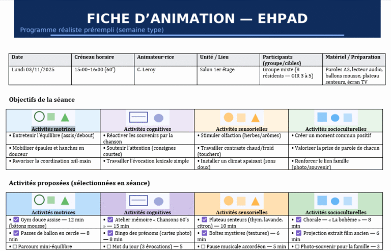 Fiche D animation En EHPAD Exemple Dans Word Mod le Fiche D animation En EHPAD Exemple Dans Word Mod le