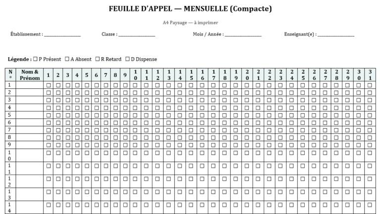 Feuilles D appel Classe Pr tes Imprimer 6 Mod les Imprimer feuilles-d-appel-classe-pr-tes-imprimer-6-mod-les-imprimer