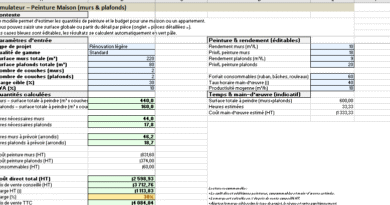 Modèle complet de simulateur coût de peinture maison + checklist