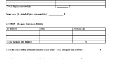 État de rapprochement bancaire : modèles à imprimer