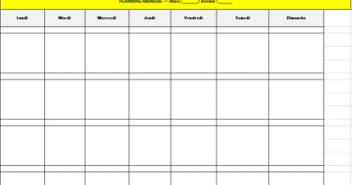 Fiches imprimables dans Excel ( utiles) : Planning Mensuel, Contact, Presence, Signatures, Kanban...